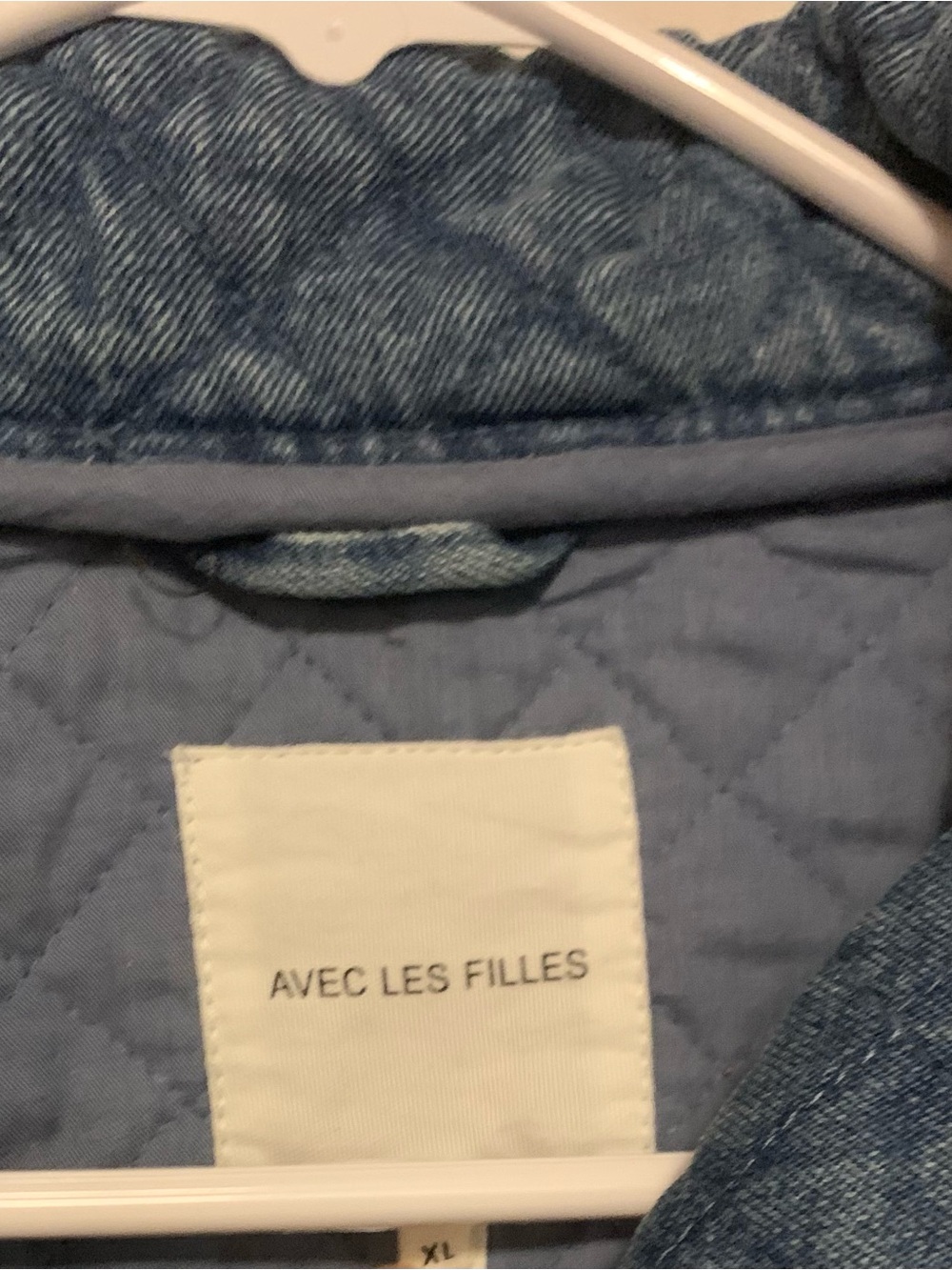 Anthropologie Avec Les Filles Quilted Denim Jacket Ruffle Tie Front XL 16/18 - Picture 4 of 10